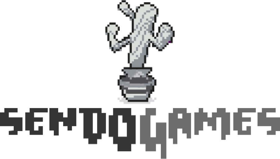 Sendo Games logo: a pixel-art cactus in a pot, with the text “Sendo Games”.